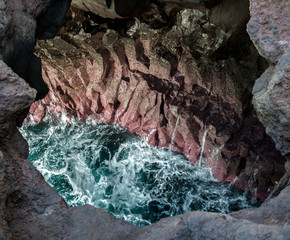 water streams inside the cave Cueva de los Verdes, Lanzarote, Canary Islands, Spain
