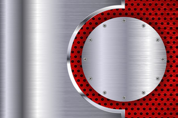 Fototapeta na wymiar Metal background with round steel plate