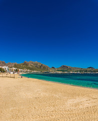 Spanien Mallorca Strand Bucht Pollenca