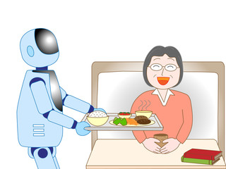 食事の世話をする介護用ロボット