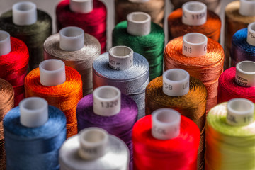 Spools of silk thread