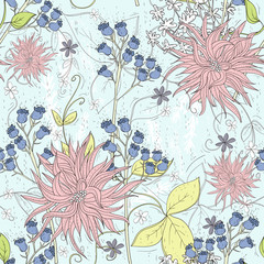 Cute seamless floral pattern. Background  with flowers. Vector i