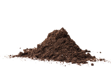 Soil or dirt section isolated on white background