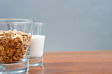 fit breakfast / healthy breakfast of muesli and yogurt
