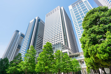 東京　品川　高層ビル　新緑