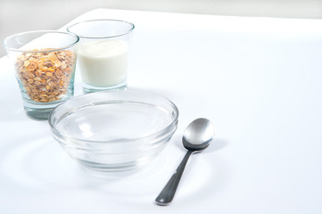 fit breakfast / healthy breakfast of muesli and yogurt
