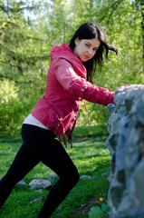 girl fitness on nature