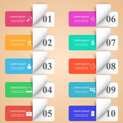 Infographic design. List of 10 items.