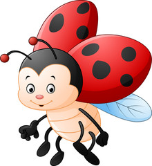 Naklejka premium Cartoon ladybug waving