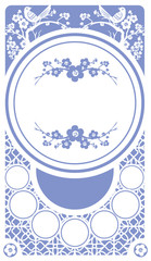 Vector blue Chinese decorative frame with space for text. Art no