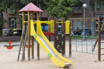 Fototapeta na wymiar Colorful playground on yard