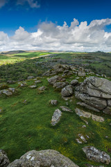 Fototapeta na wymiar Rocky outcrop hills in Dartmoor, Devon, UK