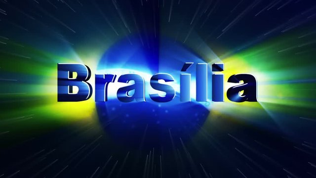 BRASILIA Text Animation and Brazil Flag, Loop, 4k

