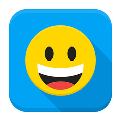 Fototapeta premium Laughing Yellow Smiley Face Flat App Icon
