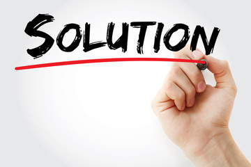Hand writing Solution with red marker, business concept