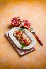 roasted with pomegranate sauce