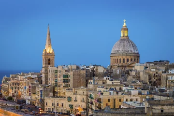 Deurstickers Valletta, Malta - St.Paul's Anglican Cathedral at blue hour © zgphotography