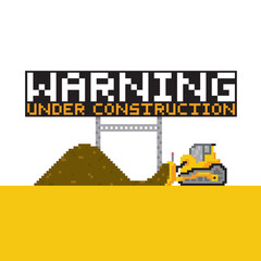 Obraz na płótnie Canvas Pixel art style warning anded construction vector illustration