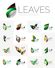 Futuristic design eco leaf logo set