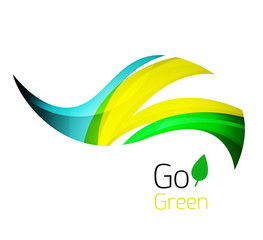 Abstract eco leag logo design made of color pieces - various geometric shapes