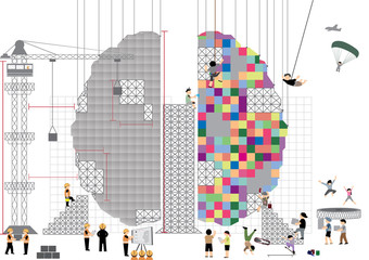 Brain building concept vector. ; vector illustration