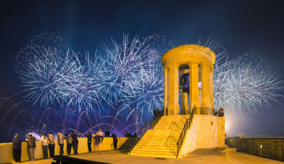 Malta Fireworks Festival at Valletta from Siege Bell War Memorial