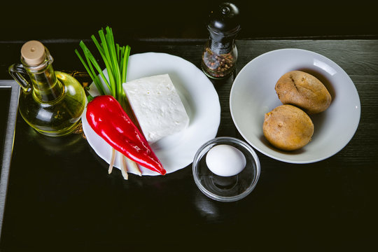 ingredients for cooking eggs, tasty dish a