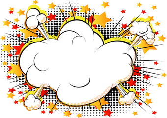 Naklejka premium Vector comic book style cloud explosion with writing space