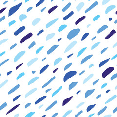 Abstract hand drawn colorful confetti seamless vector pattern white and blue