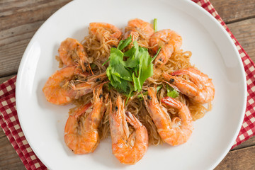 Baked shrimp vermicelli.