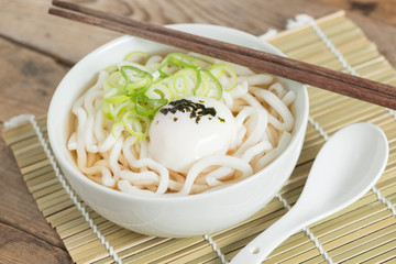 Japanese cuisine, Udon noodles with onsen egg.