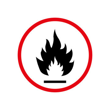 Warning sign in a circle of fire carefully