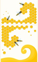 Honeycomb and insects. This is vector illustration of the kind, helpful and sweet product made by nature and of one of the most beneficial insects and insect treatment.