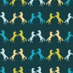 Seamless decorative vector background with horses. Print. Cloth design, wallpaper.