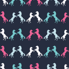 Seamless decorative vector background with horses. Print. Cloth design, wallpaper.