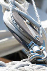 Fototapeta na wymiar Lines on a sailboat