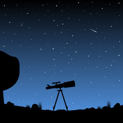 Telescope silhouette against the night sky.
