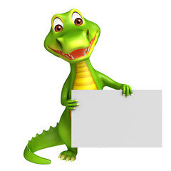 Aligator cartoon character with white board