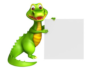 Aligator cartoon character with white board