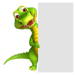 Aligator cartoon character with white board