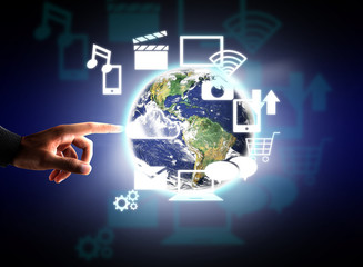 Modern technology in hand Elements this image furnished by NASA