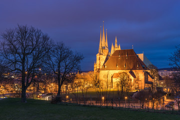 Blick vom Petersburg auf Dom in Erfurt, Thüringen