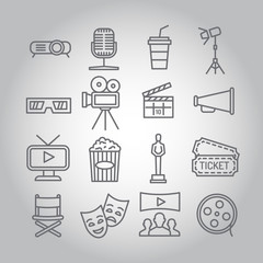 Movie icons, cinema emblems.