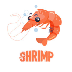 shrimp character with letters design- vector