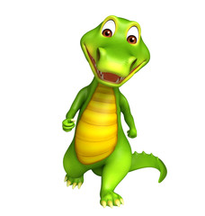 cute Aligator cartoon character with walking