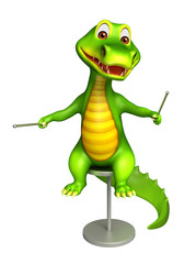 cute Aligator cartoon character with drum