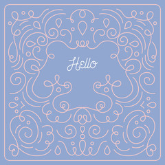 Linear frame in mono line trendy style. Invitation, greeting card, poster and so on