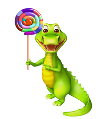 cute Aligator cartoon character  with lolypop
