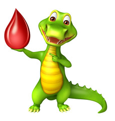 cute Aligator cartoon character  with blood drop