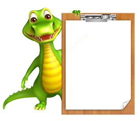 cute Aligator cartoon character with exam pad